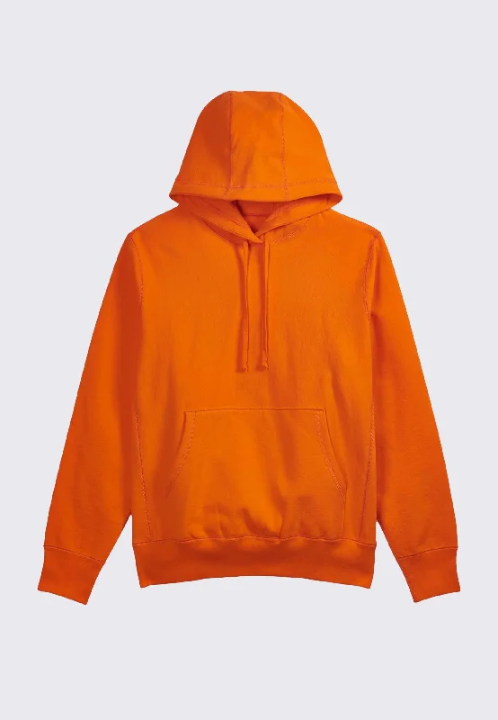 GAG Blank Hooded Pullover Sweatshirt - Orange Hoodie with High Neck Warm Protective