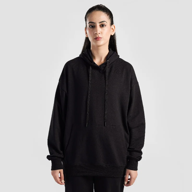 GAI Build Oversized Hoodie (Black) Hoodie with Rhinestones Sparkly Elegant