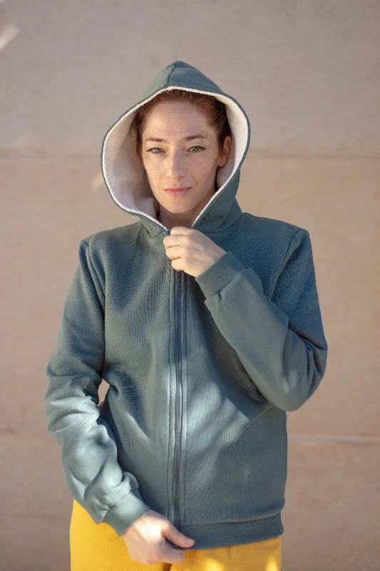 Hoodie - Sage Hoodie with Snap Buttons Easy Quick