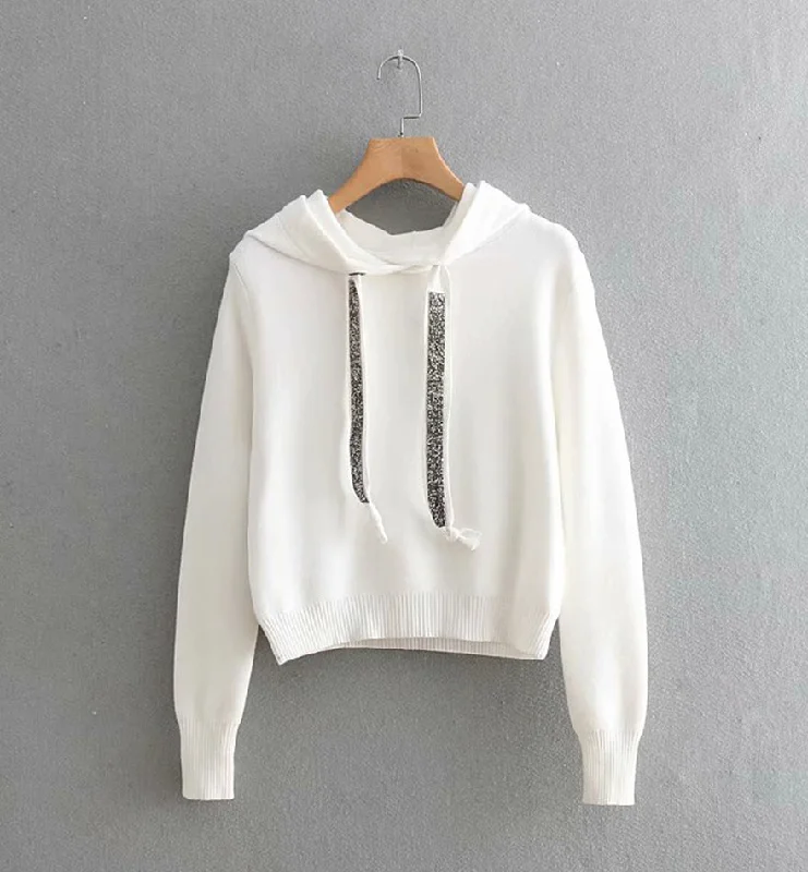 Hoodie Simple long sleeve tops  219 Hoodie with Front Slit Layering Stylish