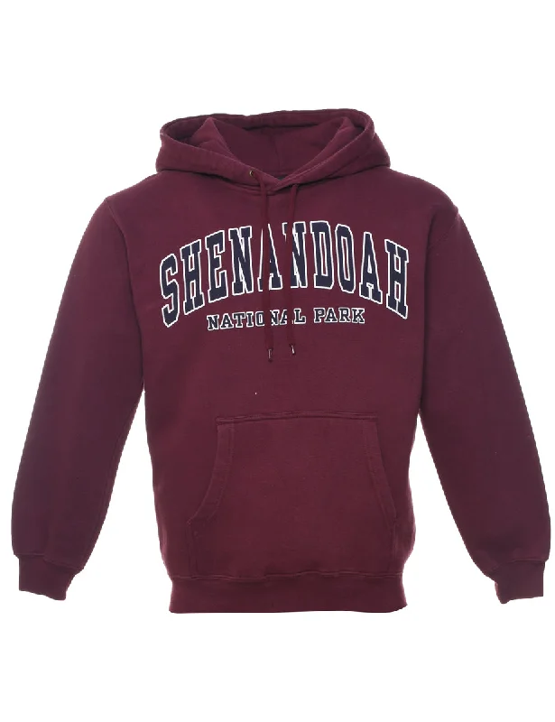 Maroon & Black Embroidered Hoodie - S Hoodie with V-Neck Classic Versatile