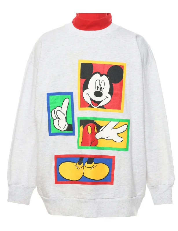 Mickey Cartoon Sweatshirt - L Hoodie with Back Slit Movement Comfort