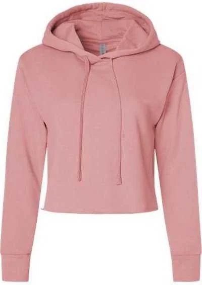 Next Level 9384 Women's Laguna Sueded Raw Edge Crop Hoodie - Desert Pink Hoodie with Pocket Utility Practical