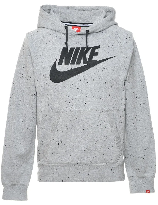 Nike Light Grey & Black Contrast Hoodie - S Hoodie with Patch Decorative Personalized