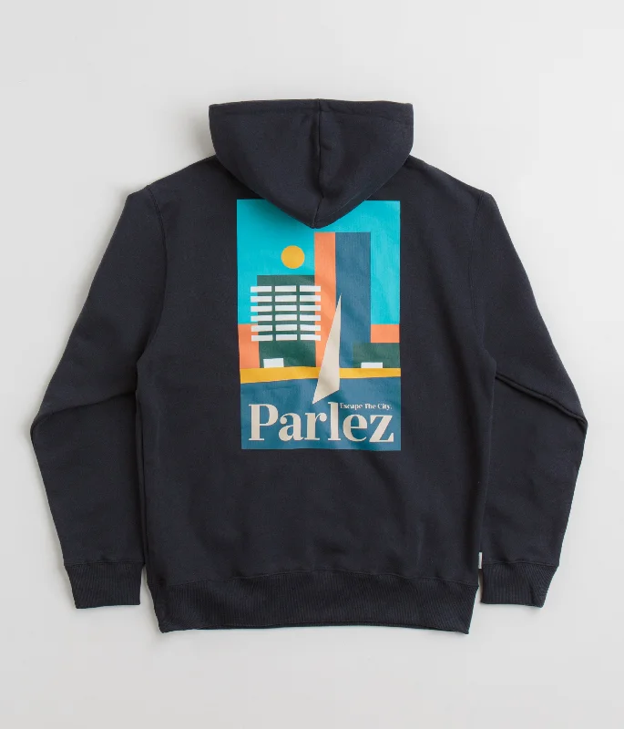 Parlez Chesapeake Hoodie - Navy Hoodie with Earth Tones Natural Calm