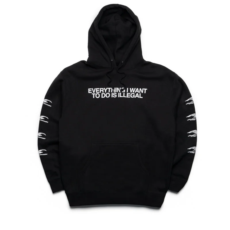 Pleasures Illegal Hoodie - Black Hoodie with Slit Hem Functional Movement