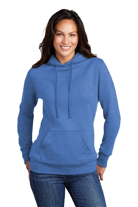 Port & Company Womens Core Fleece Hooded Sweatshirt Hoodie w/ Pouch Pocket - Heather Royal Blue Cotton Hoodie Fleece Lining Warmth