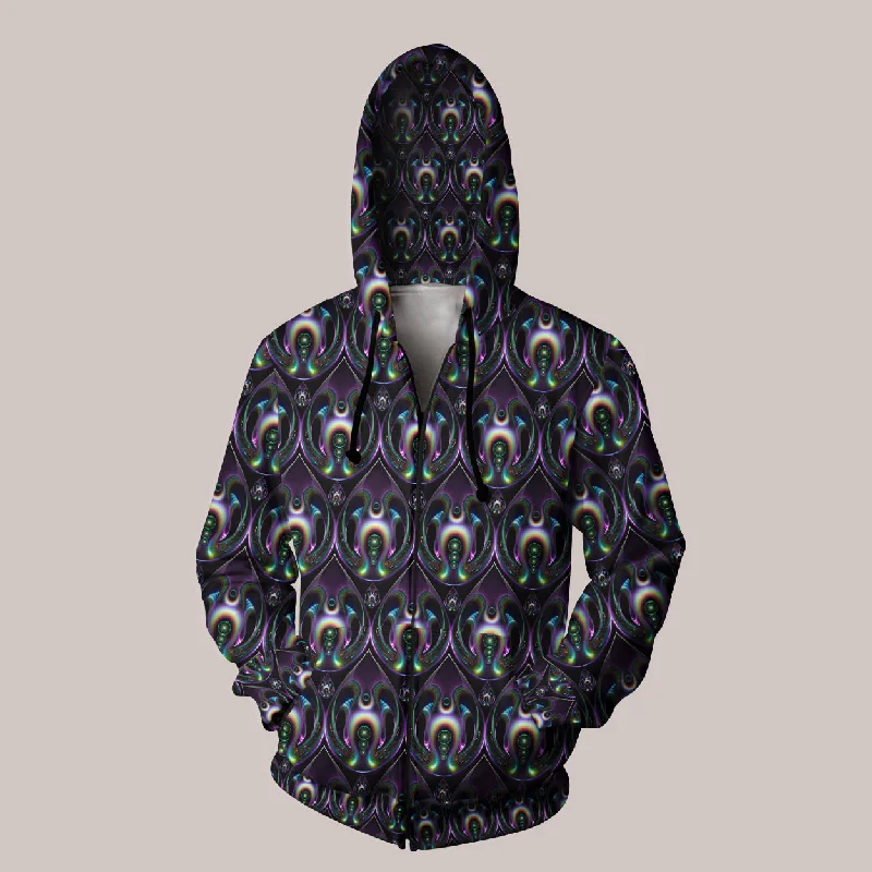 Psychedelic Hoodie (UV/RGB, Eco-Friendly, Unisex, Zip-Up) | EMERGENCE Hoodie with Longline Fit Extended Stylish