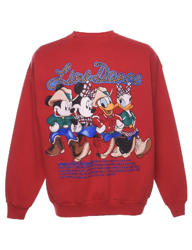 Red Line Dance Disney Cartoon Sweatshirt - L Hoodie with Illustration Artistic Creative