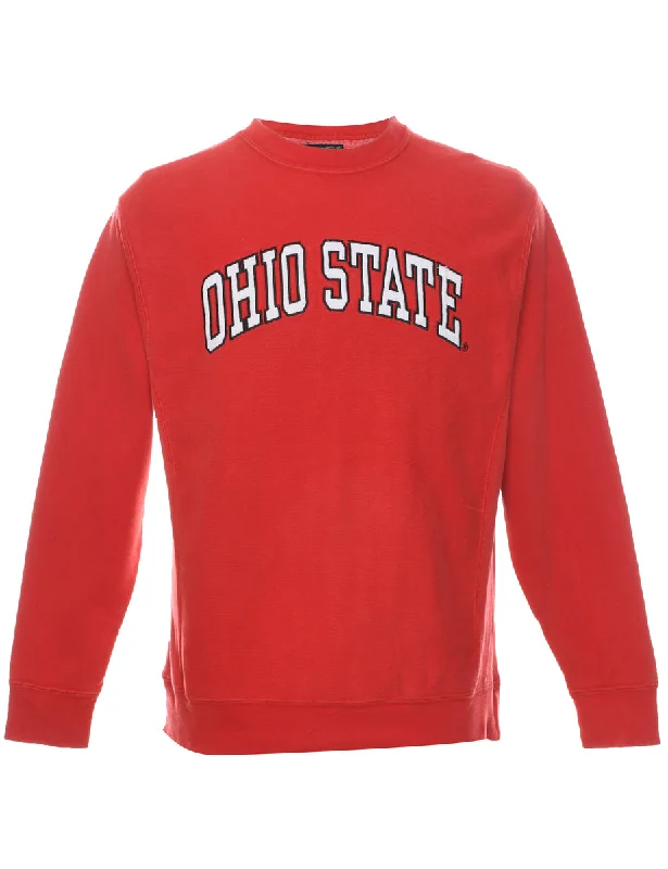 Red Ohio State Printed Sweatshirt - S Hoodie with Elastic Cuffs Stretchable Comfortable