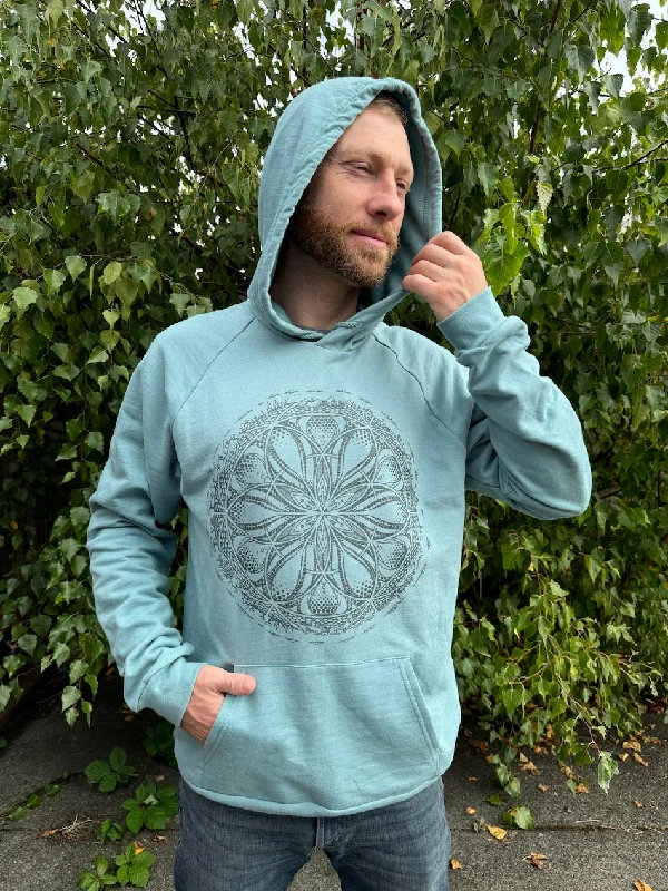 Gaia Hoodie - Organic Cotton Medium Weight Fleece Geometric Nature Graphic Pullover Hoodie with Embroidery Detailed Premium