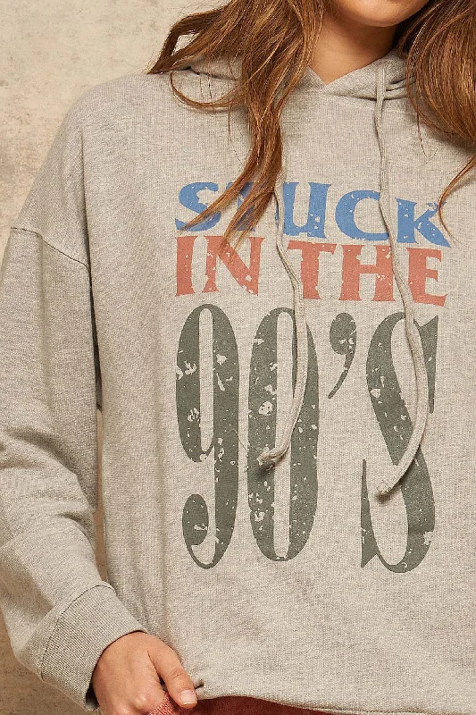 Stuck in the 90s Vintage Graphic Hoodie Hoodie with Longline Fit Extended Stylish