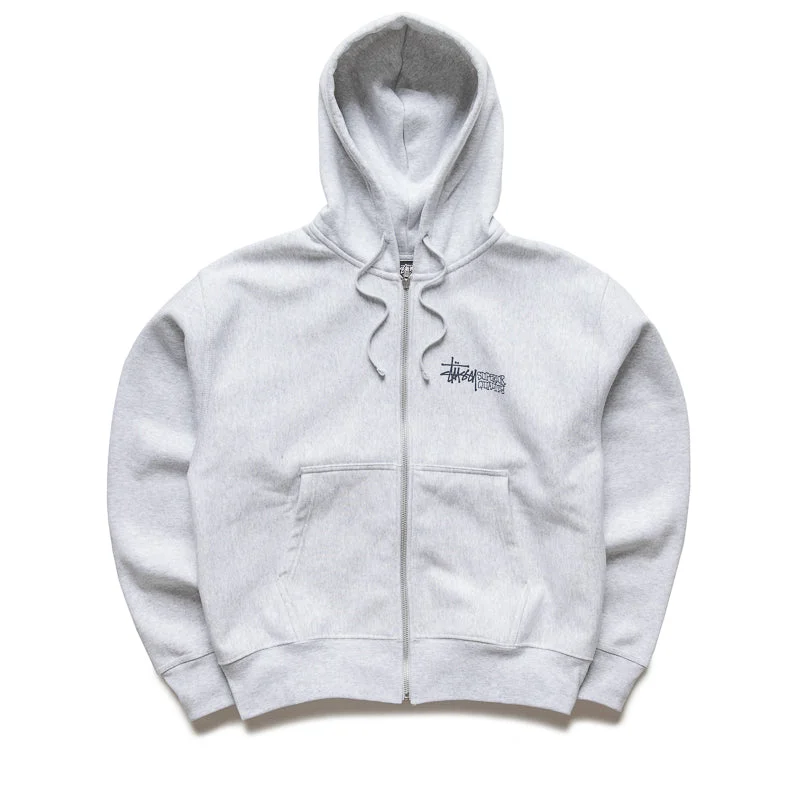 Stussy Superior Quality Zip Hoodie - Ash Heather Hoodie with Front Slit Layering Stylish