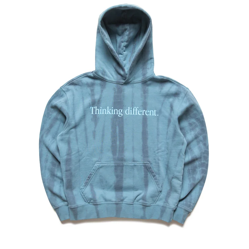 Supervsn Thinking Different Dye Hoodie - Blue Hoodie with Hem Patch Decorative Personalized