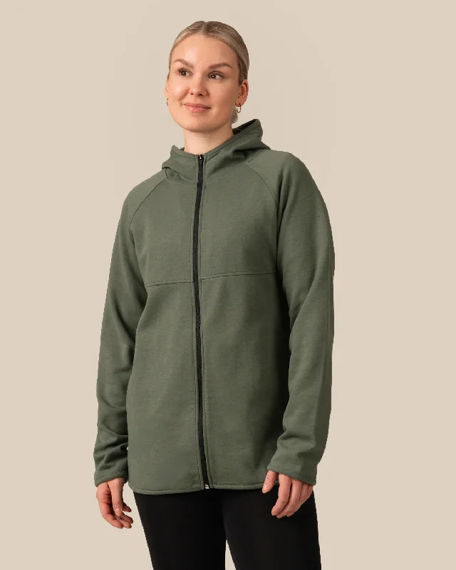 Toive Zip-Up Hoodie Long Sage Green Hoodie Sweatshirt Pullover