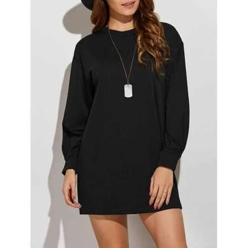 Active Mini Sweatshirt Dress - Black Xl Hoodie with Hem Frayed Vintage Worn