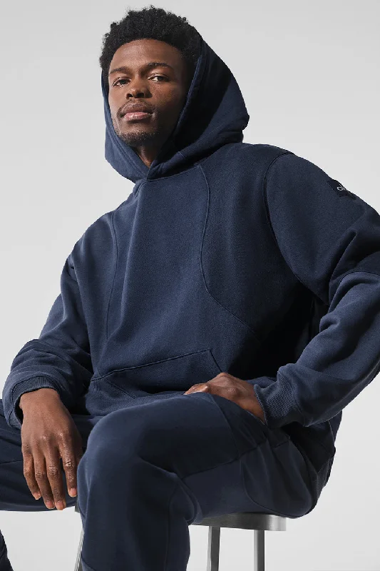 Make Waves Hoodie - Navy Tonal Hoodie with Turtle Neck Cozy Winter