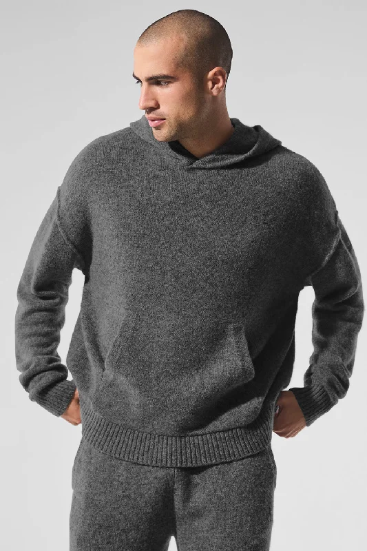 New Class Cashmere Hoodie - Platinum Grey Hoodie with Elastic Cuffs Stretchable Comfortable