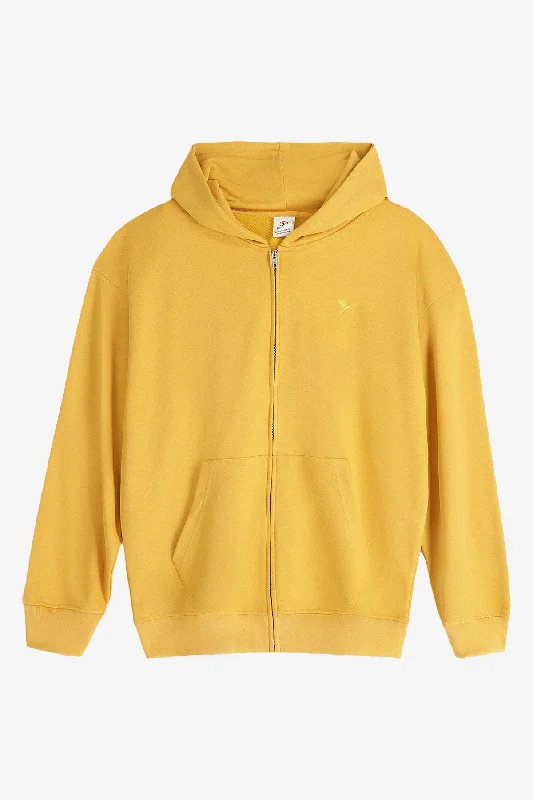 Mineral Yellow Relaxed Fit  Zip Through hoodie - S24 - UH0019R Hoodie with Slit Hem Functional Movement