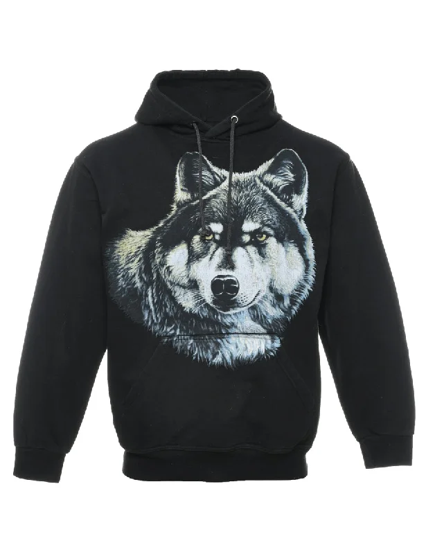 Wolf Hooded Animal Sweatshirt - M Hoodie with Fur Luxurious Winter