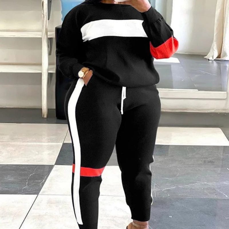 Women Two Piece Sets Print Pant Sets Long Sleeve Tops Plus Size Outfits Drawstring Y2k Trousers Sweatshirts Suits Work Spring Hoodie with Raglan Sleeves Sporty Comfortable