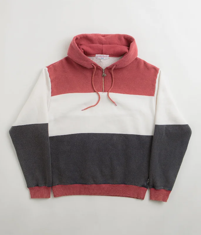 Yardsale Phantasy Quarter Zip Hoodie - Red / White / Navy Hoodie with Raglan Sleeves Sporty Comfortable