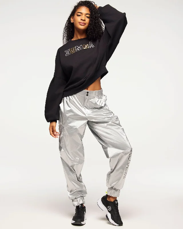 Zumba Runway Pullover Sweatshirt With Bubble Sleeves Hoodie with V-Neck Classic Versatile