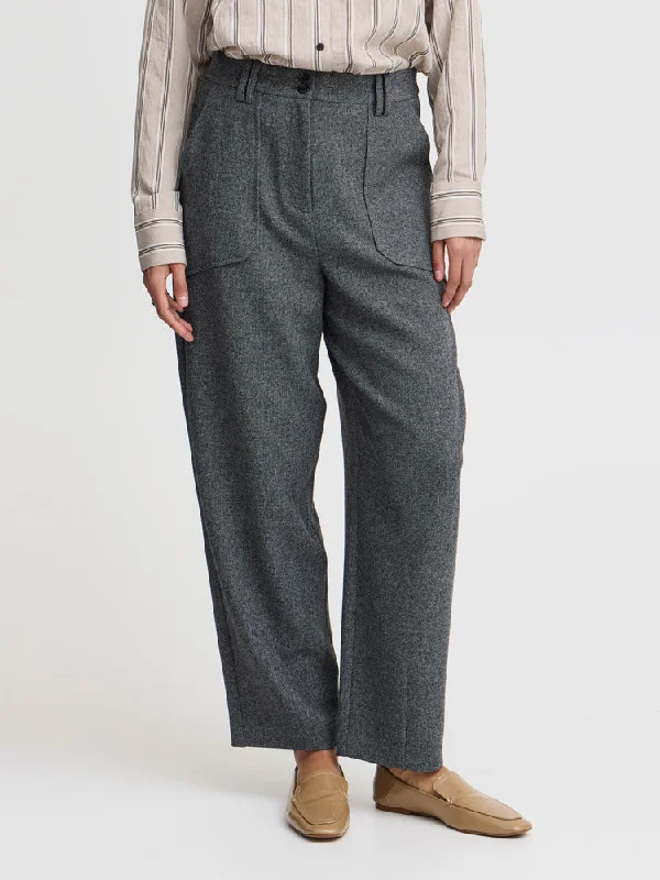 B Young ByEtona Pants Grey Formal Wide-Leg Pants