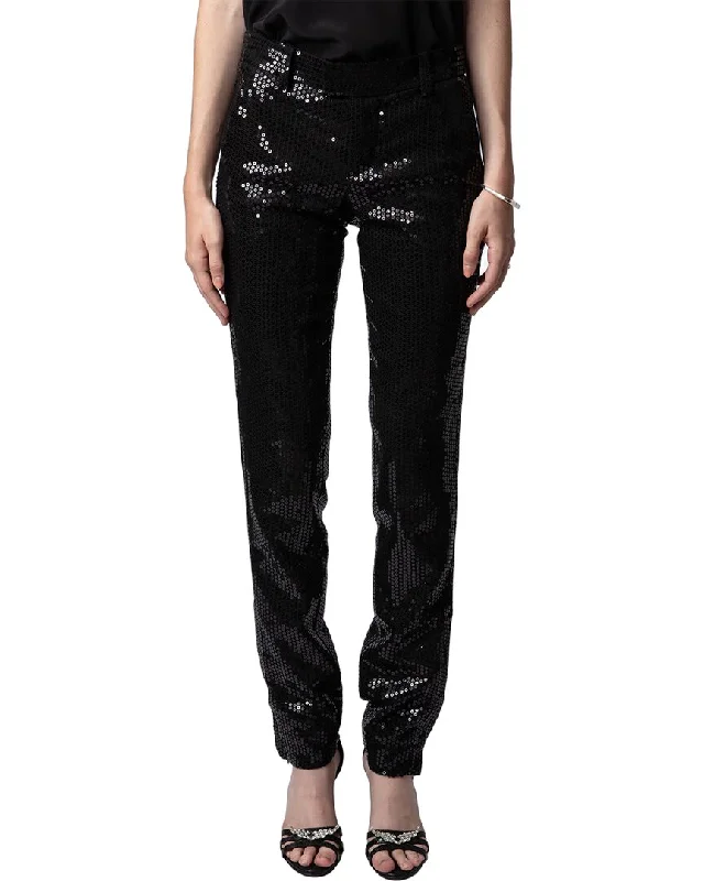 Zadig & Voltaire Prune Zip Sequins Pant Fashionable Work Pants