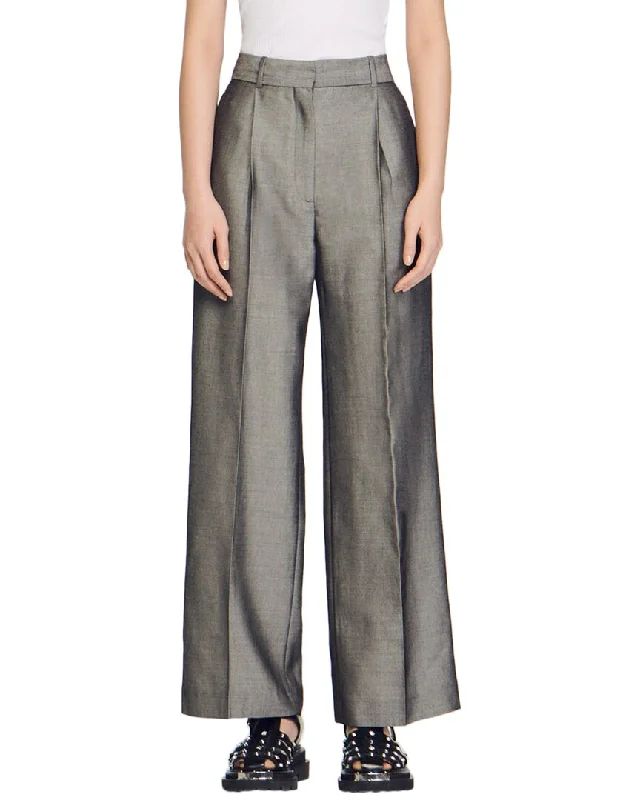 Sandro Quentin Wool-Blend Pant Stylish Paperbag Waist Pants