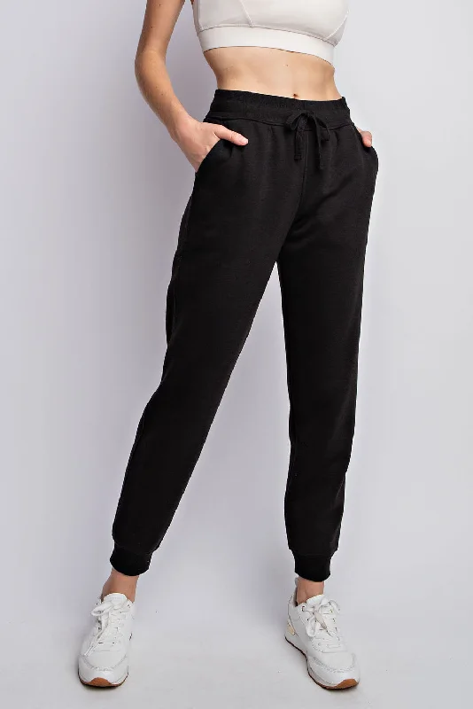 French Terry Fleece Sweat Pants Stylish Slim Trousers