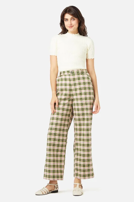 Hazel Check Pant Fashionable Button-Up Pants