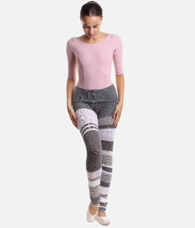 High Waist Striped Knitted Pants, Ballet Warm-up - 5161 Comfortable Denim Leggings