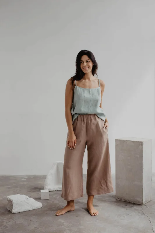 Linen pants Tokyo XXL Sage Green Trendy Printed Leggings