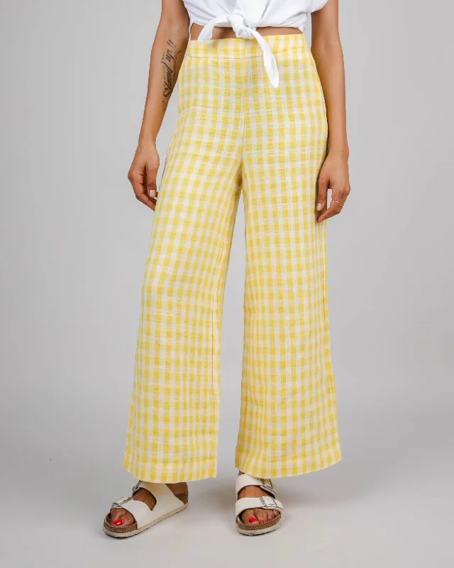 Lorena Wide Leg Pants Lemon Casual Drawstring Pants