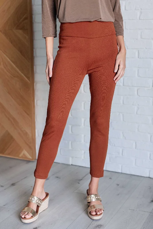 Magic Ankle Crop Skinny Pants in Rust Stylish Harem Pants