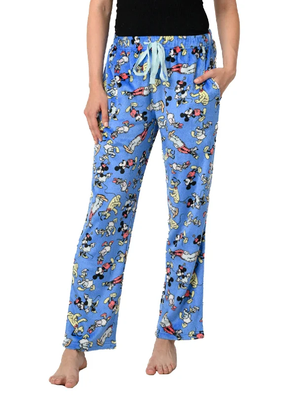 Disney Women's & Women's Plus Mickey Mouse Friends Plush Loungewear Sleep Pants Elegant High-Waist Pants