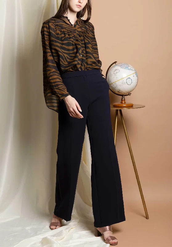 Pants Mariel Navy Elegant Trouser Pants