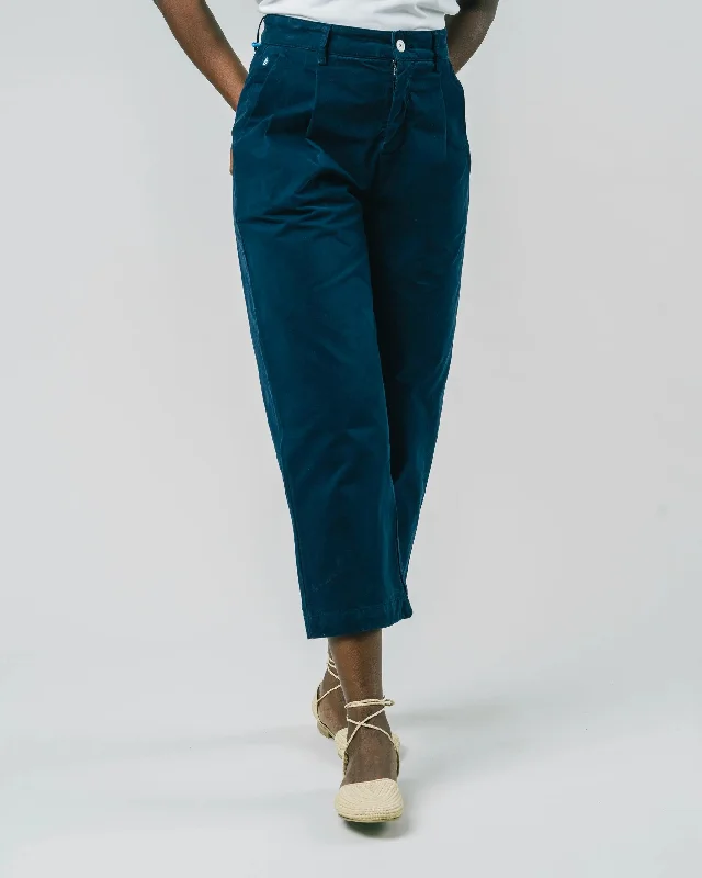 Pleated Pants Navy Relaxed Fit Trousers