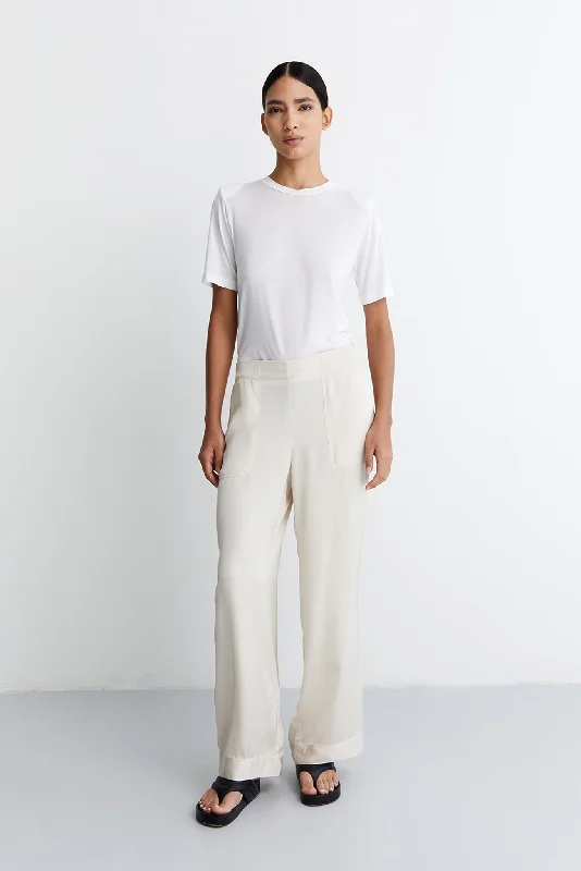 Sarah Vegan Silk Palazzo Pant Casual Wide Pants