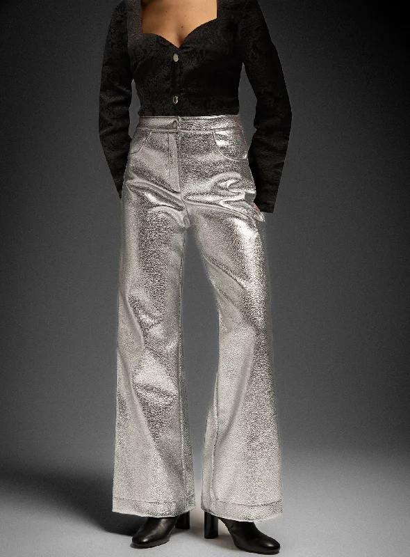 STUDIO54 SILVER PANTS Comfy High-Waist Jeans