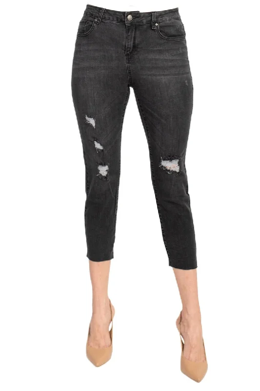 Velvet Heart Mid Waist Stretch Button & Zipper Closure Denim Pants with Pockets Soft Wool Pants