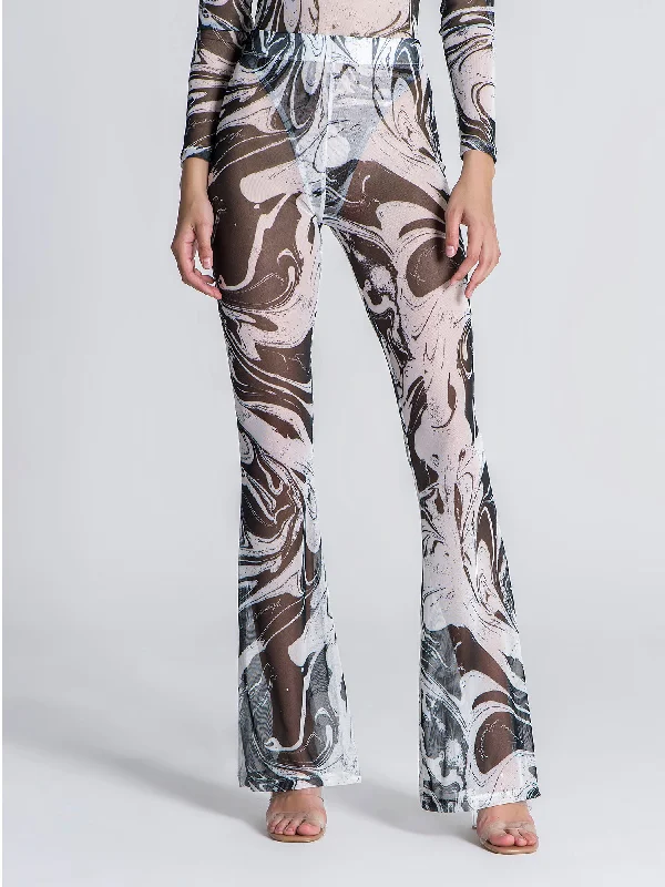 White Blurred Lines Pants Stylish Slim Trousers