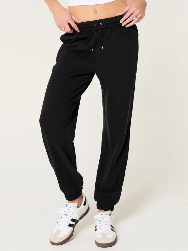 WOMEN'S JET BLACK FLEECE JOGGER PANT Trendy Palazzo Pants