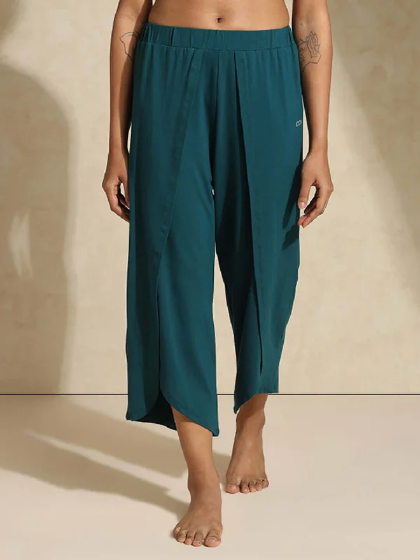 Yoga Tulip Pants Teal Relaxed Lounge Trousers