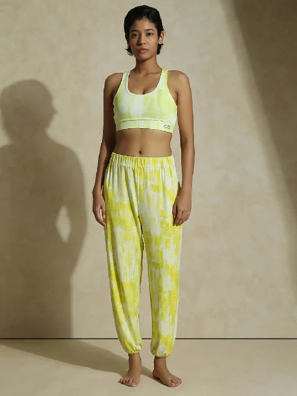 Yogini Stretch Pants Lemon Grunge Elegant High-Waist Pants