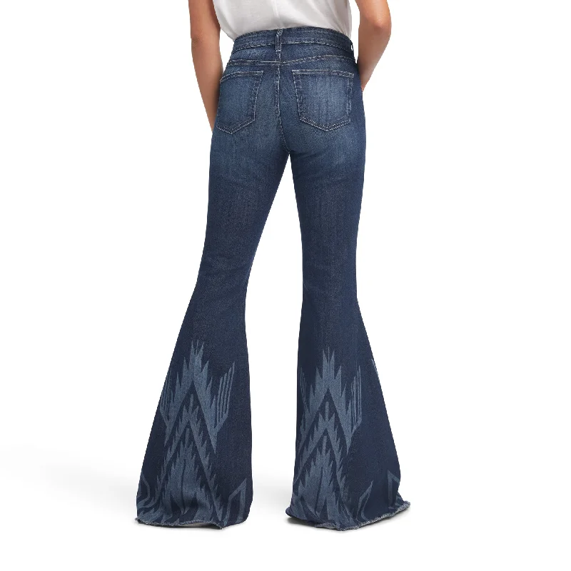 Women's Ariat High Rise Chimayo Bottom Flare Jean #10042603 Trendy Wide-Legged High-Waist Jeans