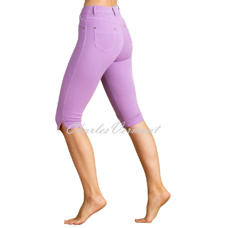 Marble Pedal Pusher Slim Leg Jean – Style 2409-197 (Lavender) Trendy Pleated Waist Jeans