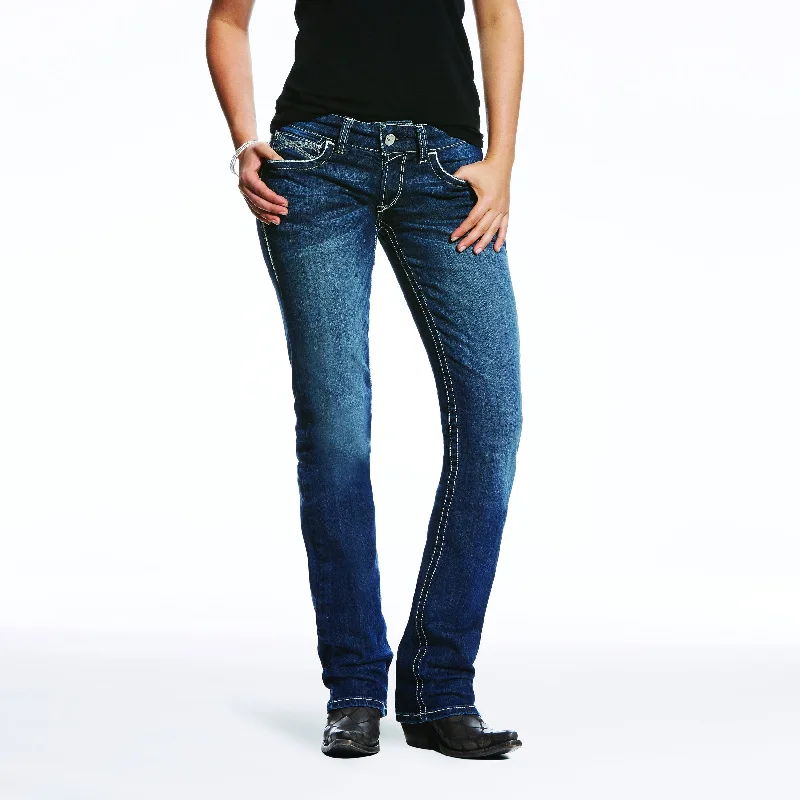 Women's Ariat R.E.A.L. Mid-Rise Straight Leg Ivy Jean #10024300 Stylish Relaxed Fit Skinny Jeans