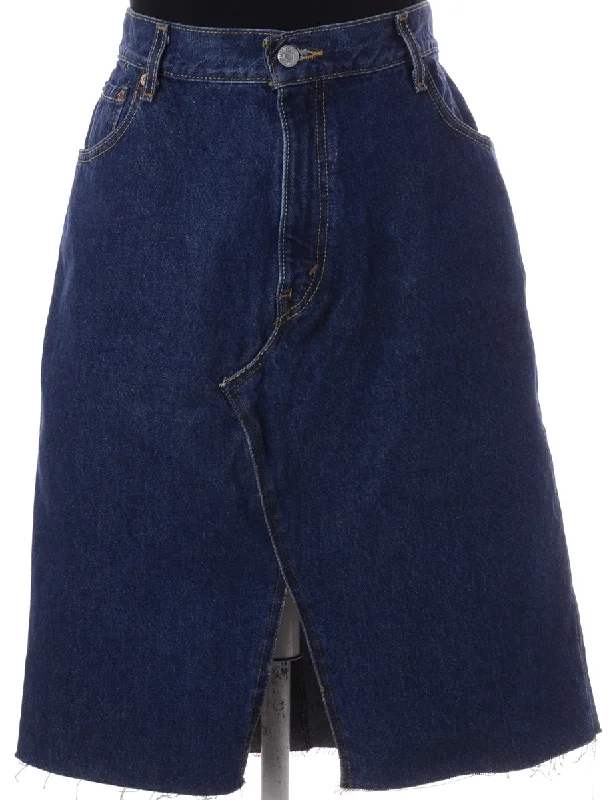 Label Freya Denim Frayed Jean Midi Skirt wool skirt breathable